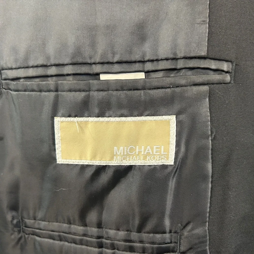 Michael Kors 46R Blazer Wool Blend Black Silver Two Button Lined Vented Formal
